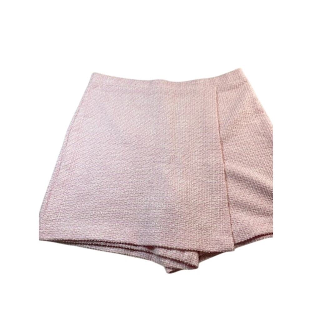 Messini Pink Skort Size Medium Wrap Front Panel Subtle Shimmer Detail